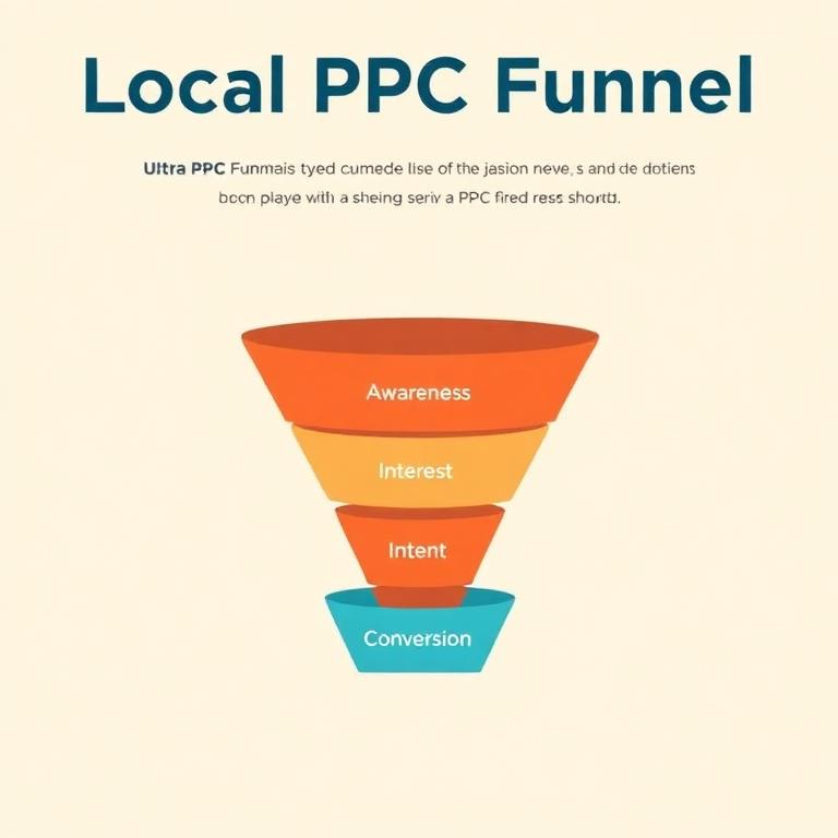 Local PPC Funnel showing Awareness, Interest, Intent, and Conversion stages